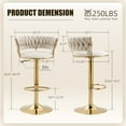 thumbnail image 3 of MOONMISS Bar Stools Set of 2, Adjustable Swivel Barstools, Velvet Counter Height Bar Chair with Back and Footrest for Kitchen Island Dining Room Café Pub,Ivory, 3 of 5
