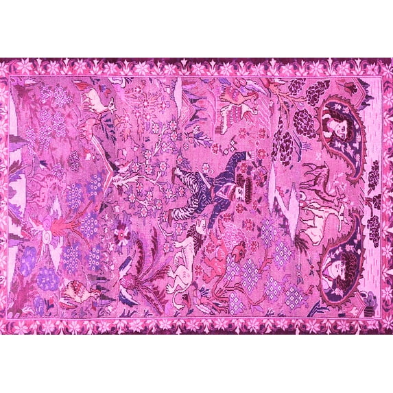 Ahgly Company Indoor Rectangle Animal Pink Traditional Area Rugs, 7' x 9'