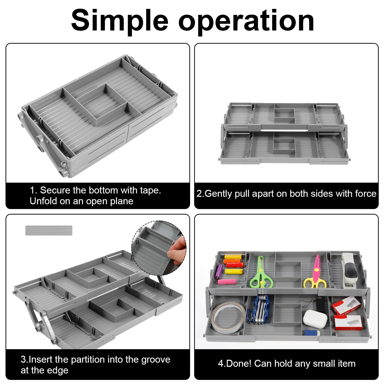 Upgraded 3 Tier Drawer Organizer, Smart Drawer Organizer Multi Level Expandable Desk Organizer for Makeup, Jewelry, Kitchen Office Supplies