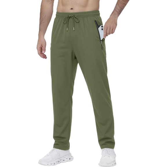 Men's Lightweight Hiking Pants Quick-Dry Outdoor Sweatpants Workout with Zipper Pockets,L