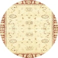 thumbnail image 1 of Ahgly Company Tapis d'Intérieur Rond Abstrait Pastel Zone Orientale Jaune, 3' Rond, 1 of 6