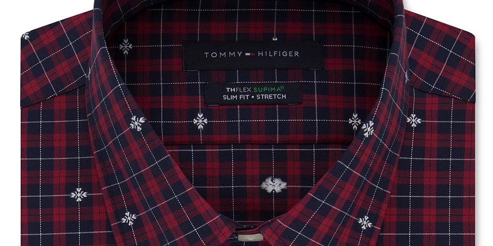 TOMMY HILFIGER Mens Navy Mini Grid Long Sleeve Classic Fit Button Down Casual  Shirt M 15- 34/35 - Walmart.com