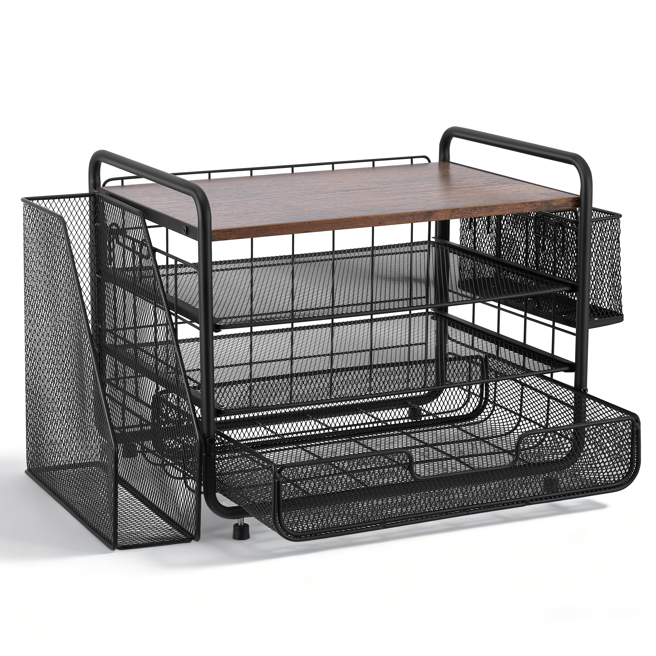 YTAKY Desktop Organizer, 4-Tier Metal Desktop File Organizer with Drawer and Pen Holder,Office Supplies