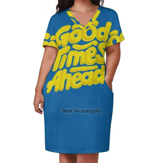 Good Times Ahead - Fun Custom Type Design Back Lacing Backless Dress Women Kawaii Square Collar Dress 6Xl Good Times Fun