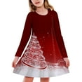 thumbnail image 2 of Girls Dresses Kids Toddler Christmas Trees Deer Print Long Sleeve Party Dress for Holidays Celebrations and Special Events, 2 of 3