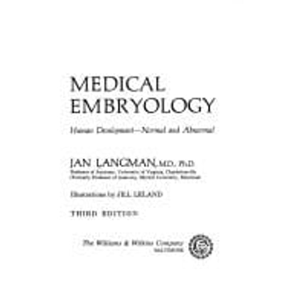 Pre-Owned Medical Embryology (Hardcover) 9780683048865