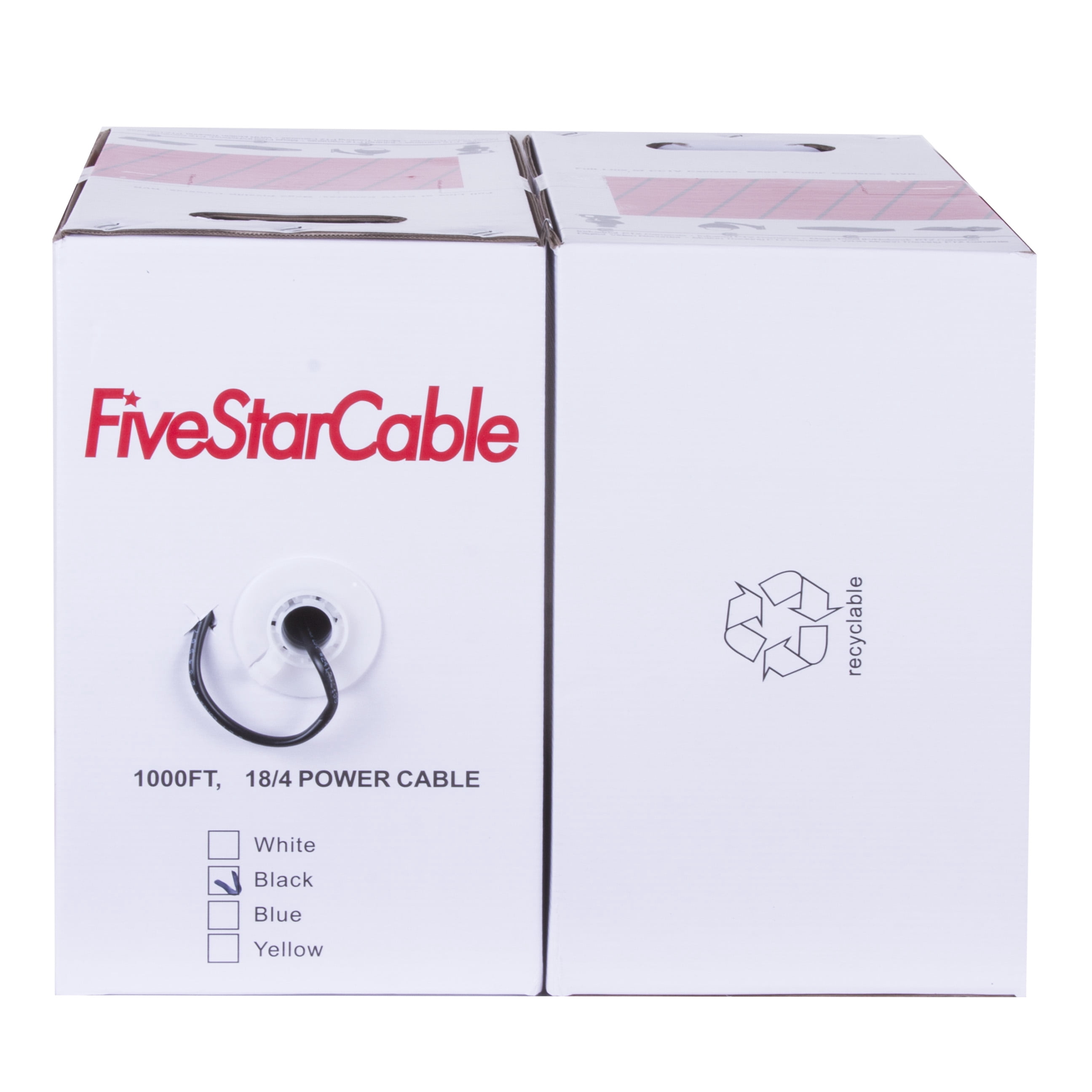 [FiveStarCable] 18/4 Low Voltage Cable 1000ft – Black, 18 AWG Stranded Wire for Security, Alarm, Audio, Control, Intercom & Speaker Systems