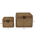 thumbnail image 3 of DecMode Handmade Woven Rattan Brown Rattan Decorative Box with Bronze Latches, 2 Count, 3 of 10