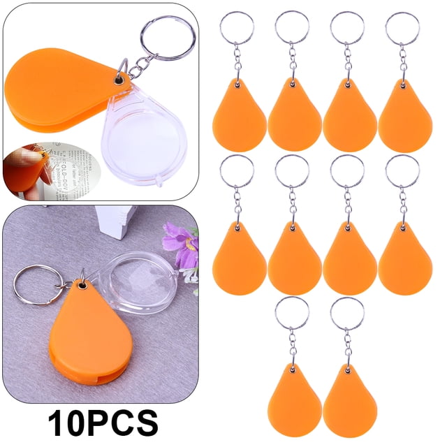 10X Lente Vidrio Portátil Plástico Con Tapa Llavero () Naranja