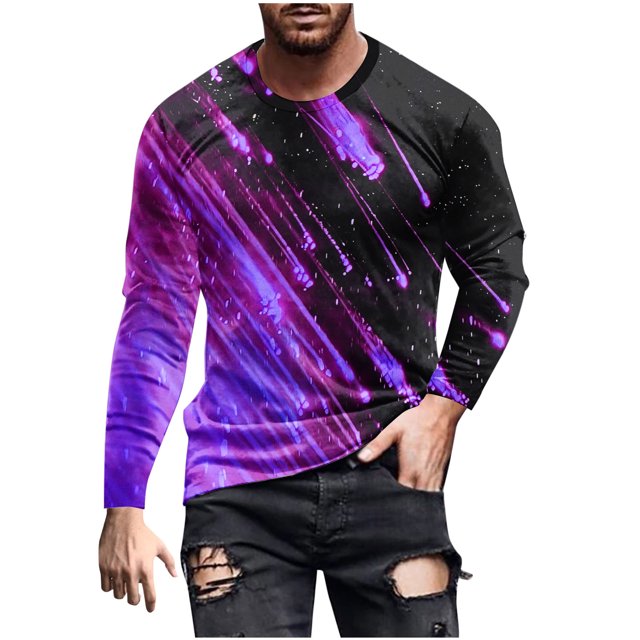 Blusas y camisas de manga larga y cuello redondo para hombre, camisetas casuales con estampado de moda y cuello redondo, blusas de licra de manga corta para hombre.