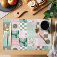 thumbnail image 2 of Spring Floral Checkered Placemats Set of 8, Turquoise Pink Buffalo Plaid Placemats for Dining Table, Place Mats for Kitchen Tabletop, Waterproof Wipeable Dining Table Mats Set, 2 of 9