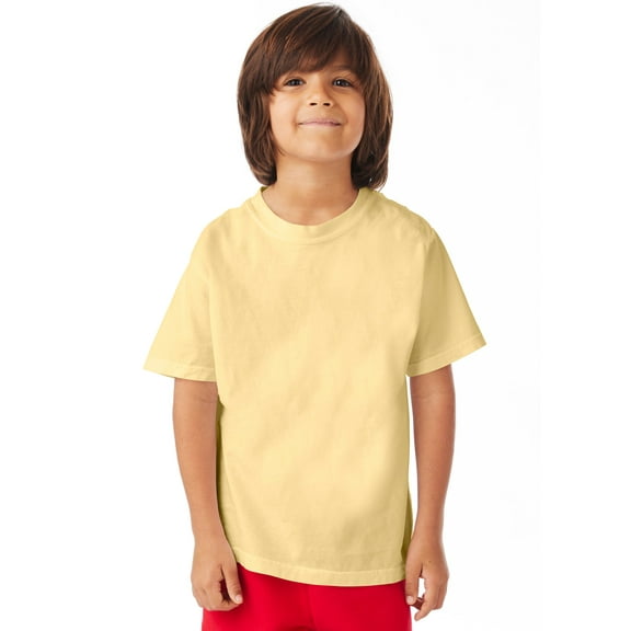 Hanes Kids' Garment Dyed Cotton T-Shirt Summer Squash XS