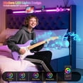 thumbnail image 3 of ARICOEASY California King Bed Frame with Headboard, Velvet Platform Bed with LED Lights, Charging Station and 4 Storage Drawers, Black, 3 of 9