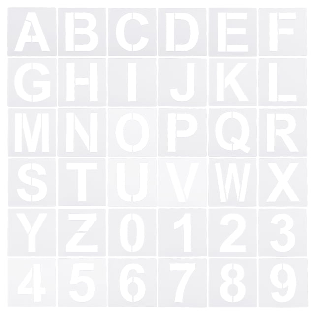 Plantillas de Letras y Números Uxcell de 2 pulgadas, Set Reutilizable de Plantillas de Números del Alfabeto de 2.5" de Ancho, Blanco, 36 piezas