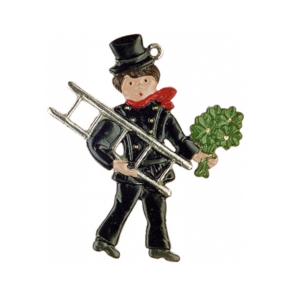 Lucky Chimney Sweep German Pewter Christmas Ornament Decoration Made in