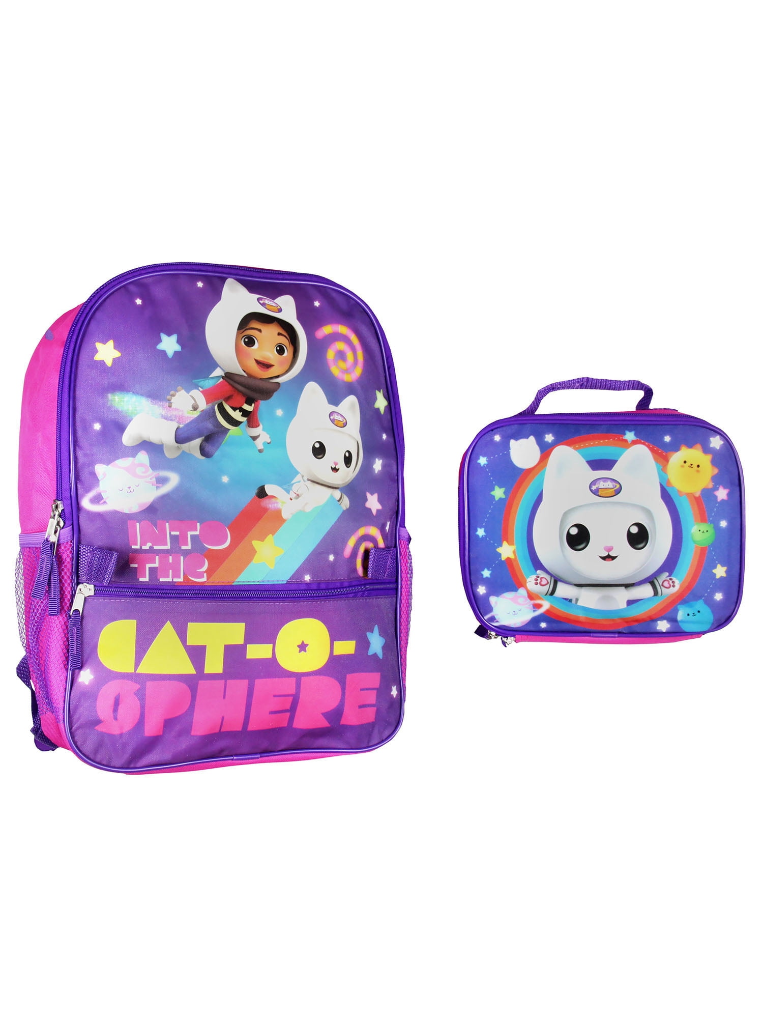 Gabby's Doll House 2 Piece School Travel Backpack Set For Girls With Detachable Insulated Lunch Box