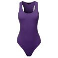 thumbnail image 2 of A2Y Women's Fashion Basic Premium Cotton Racerback Tank Body Suit Purple S, 2 of 5