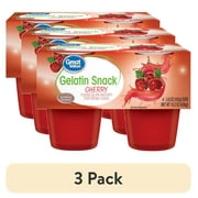 (3 pack) Great Value Gelatin Snack Cherry, 4pack / 3.8oz