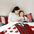 thumbnail image 5 of jejeloiu Cute Loves Pattern Bedding Comforter Set,Modern Geometric Plaid Twin Comforter Sets,Red White Black Bedding Set For Men Women,Ultra Soft Home Decor,2pcs, 5 of 8