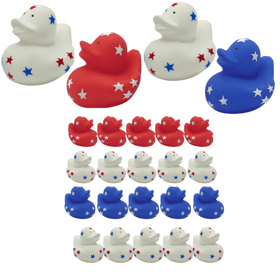 4E's Novelty 24 Pack Patriotic Rubber Ducks, 2" Jeep Ducks for Ducking, 4th of July Party Favors