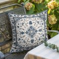 thumbnail image 3 of Throw Pillow Covers 20x20 Inch, Blue Boho Floral Decorative Pillow Cases for Couch Sofa Bed, Vintage Farmhouse Botanical Motifs Cotton Linen Square Home Decor Pillowcases with Hidden Zipper, 3 of 9