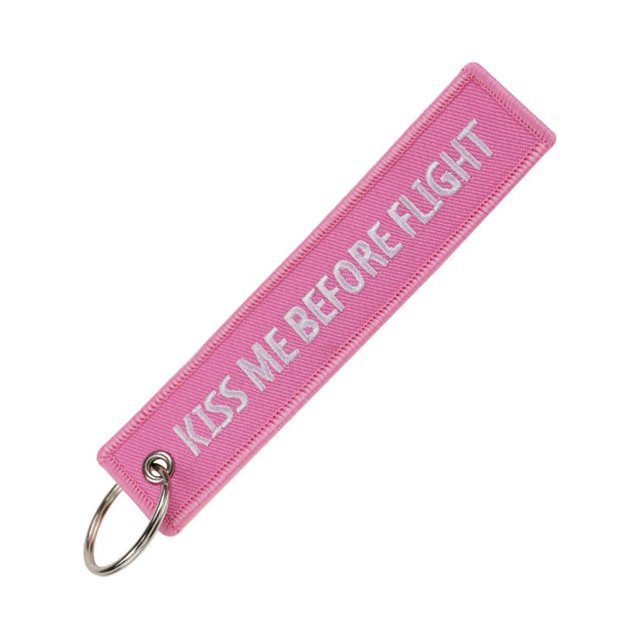 Sonducket Coche motocicleta llaves regalo bordado anillo colgante quitar cadena de moda rectángulo Terileno regalos etiquetas bordado Accesorios de disfraces fondo rosa, fondo rosa 13*3com