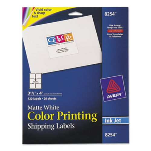 Avery Inkjet Labels fit Color Printing, 3-1/3 x 4, White, 120/Pack - Walmart.com - Walmart.com