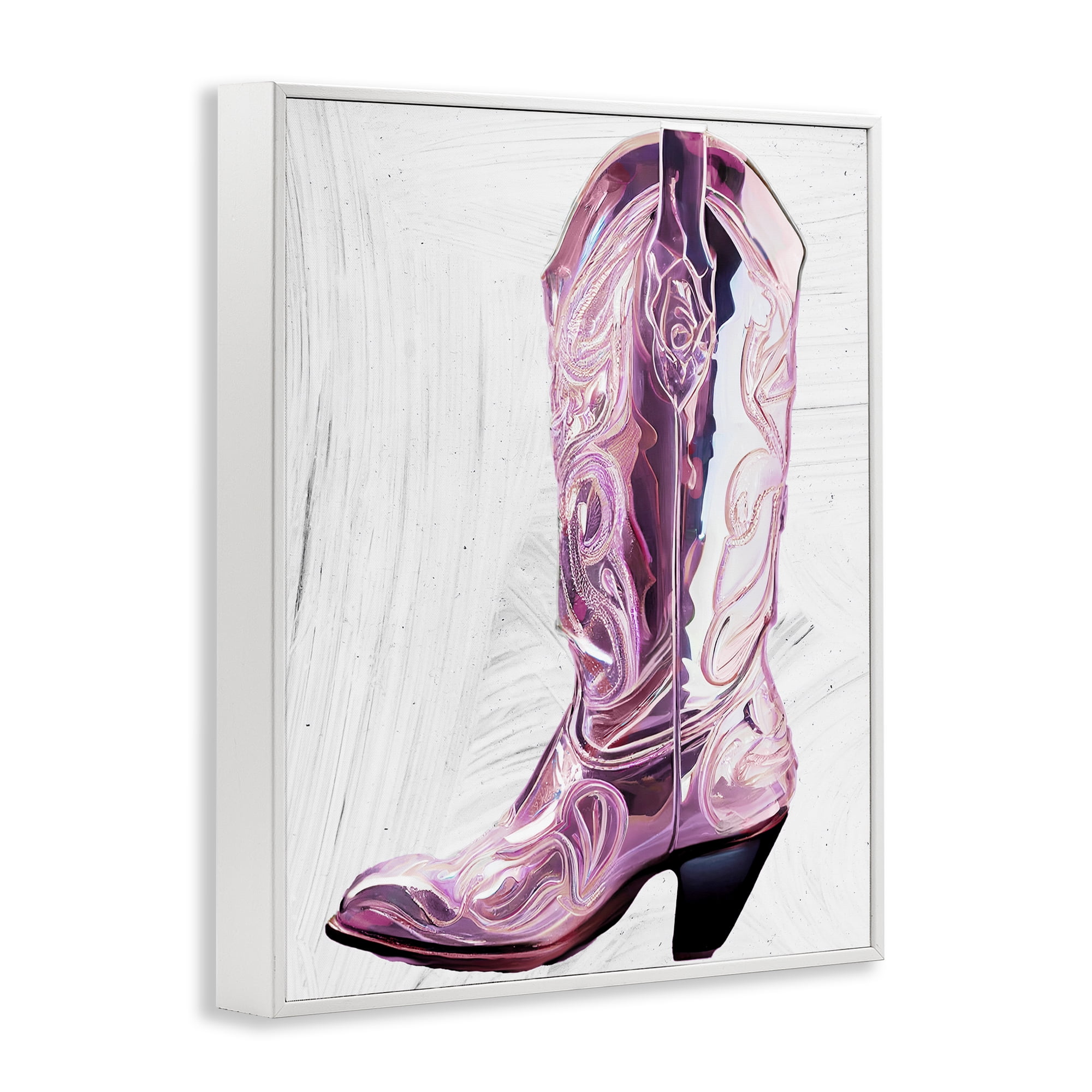 Cowgirl Cinderella's Boot White Framed Giclee Art, design by Sasha