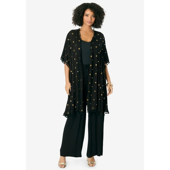 Roaman's Women's Plus Size Crochet-Detailed wrap