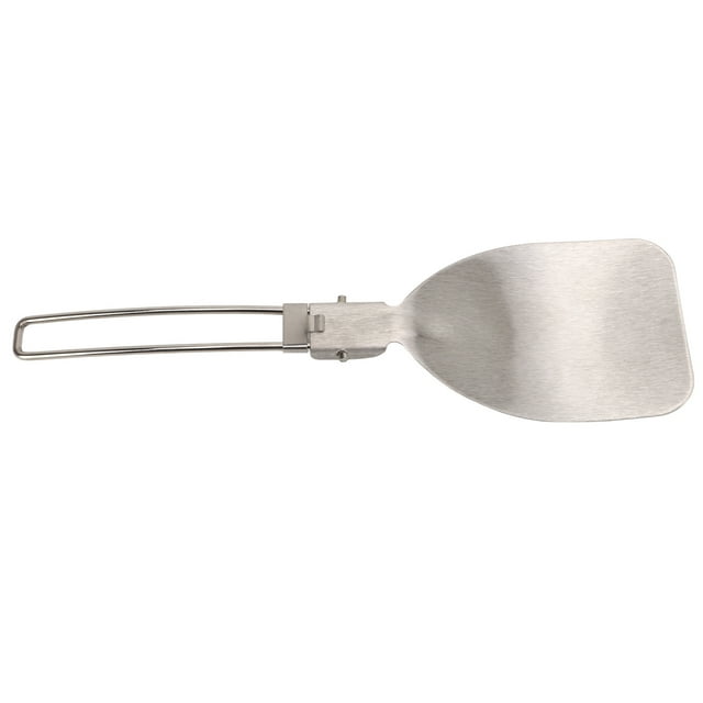Folding Cooking Spatula, Compact Durable Stainless Steel Lightweight Thickened Latch Design High Temperature Folding Food Spatula For Outdoor Rice Spoon,Spatula