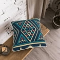 thumbnail image 3 of Velvet Decorative Throw Pillow Covers Set of 2, Soft Square Cushion Cover with Invisible Zipper Retro Blue Tribal Style Geometric Printing, 20"x20", 3 of 7