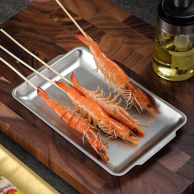 Bandeja rectangular de acero inoxidable BLESIY para servir alimentos 22 cm x 11 cm