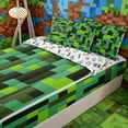 thumbnail image 3 of Meiyoeat Pixelated Blocks Miners Zipper Twin Comforter Sets with Fitted Sheet and 2 Pillowcases, Retro Geometric Camo Zipper Bedding Set for Bedroom,4-Piece, 3 of 6