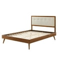 thumbnail image 3 of Platform Bed Frame, King Size, Wood, Brown Walnut Beige, Modern Contemporary Urban Design, Bedroom Master Guest Suite, 3 of 10