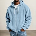 thumbnail image 2 of WULMLEO Waffle Knit Hoodies for Men Full Zip Drawstring Hooded Sweatshirts with Pocket Lightweight Loose Fit Athletic Jackets Light Blue 2XL, 2 of 5