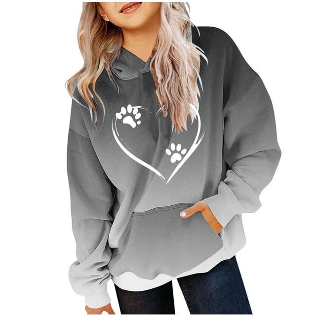 Zeophrasy Chemise pour Enfants à Manches Longues T-shirt à Motif Imprimé Col Rond Haut Court Convient aux Garçons et aux Filles à Capuche Chandails à Capuche pour Enfants Garçons Filles Ados