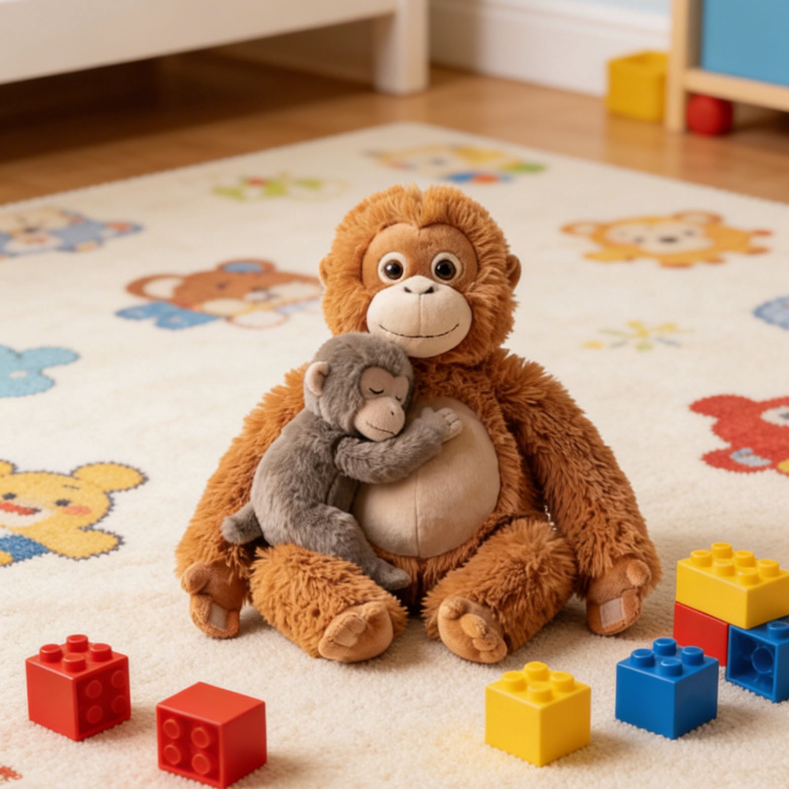 Mama Punch Monkey Plush | 13.8" Cuddly Oran-Mama with Baby Punch Orangutan Plush – Safe Stuffed Toy for Toddlers & Animal Lovers (Style-a)