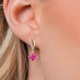 thumbnail image 3 of Gem Stone King 925 Silver and 10K Yellow Gold Pink Mystic Topaz and White Lab Grown Diamond Dangle Earrings for Women | 1.65 Cttw | Gemstone November Birthstone | Princess 5MM, 3 of 6
