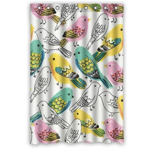HelloDecor Bird Shower Curtain Polyester Fabric Bathroom Decorative