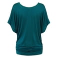 thumbnail image 2 of Made by Johnny Women's Boat Neck Short Sleeve Dolman Drape Top L TEAL, 2 of 6