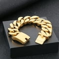 thumbnail image 5 of 22cm Cuban Chain 14K Yellow Gold Bracelets For Men Shiny Brushed Bangle Bracelets Men Curb Gold Silver Color Color Jewelry, 5 of 7