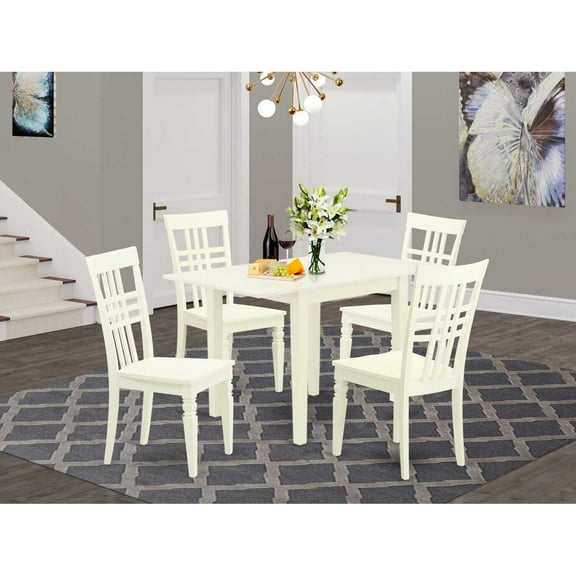 East West Furniture Dining Room Set Linen White, NDLG5-LWH-W