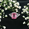 thumbnail image 3 of Rosec Jewels Solitaire Created Pink Sapphire Celtic Ring with Diamond for Women - 6X8 mm, 10K White Gold, US 8.00, 3 of 8