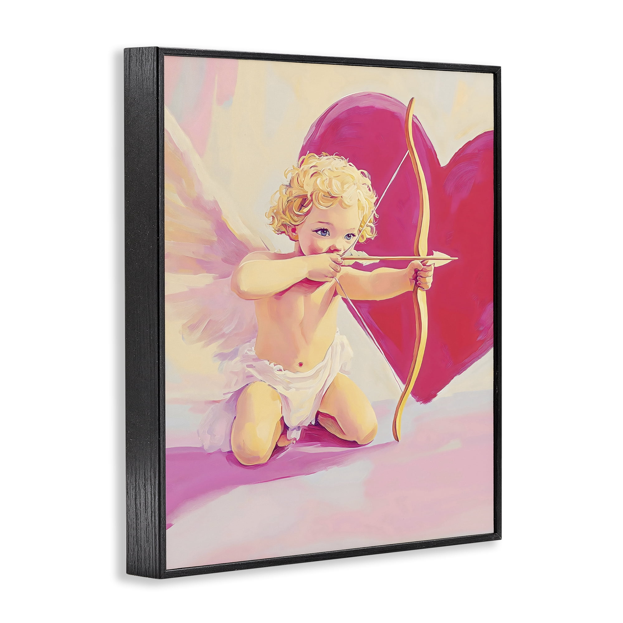 Stupell Industries Cupid Shooting Arrow with Heart Black Framed Giclee Art, design by The Prints Vibe