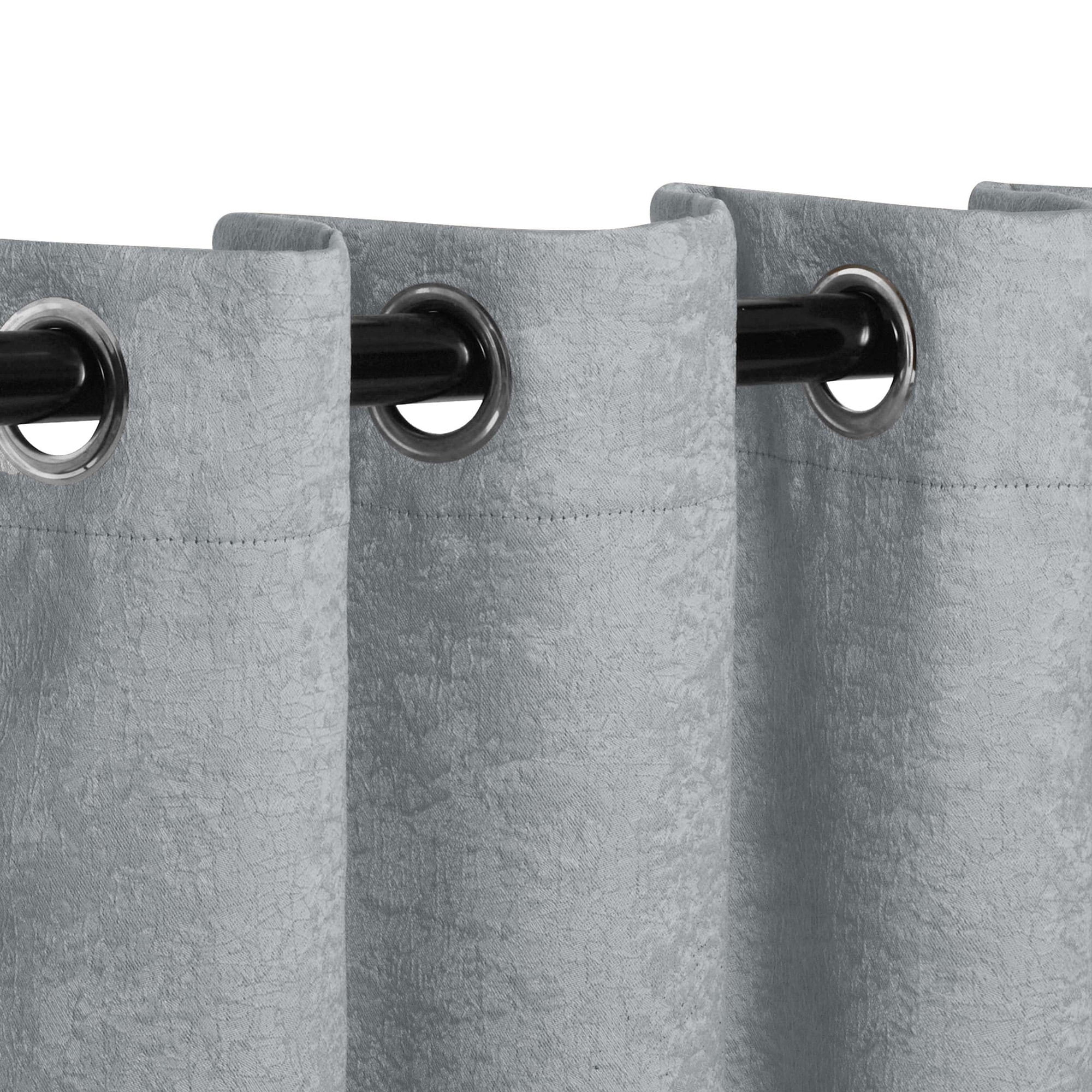 Superior Senna Blackout Curtains Set of 2, Grommet Header Curtain Panel Pair, Chrome, 52"W x 63"L