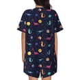 thumbnail image 3 of Naloa Space Dinosaur Women's Short-Sleeved Pajama Set, Loungewear, Summer pajamas, Breathable Cozy - 4X-Large, 3 of 9