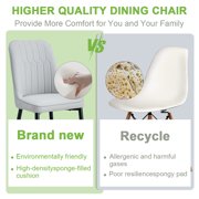JUFU Modern Dining Chairs, Set of 4, Upholstered Kitchen Chairs Mid Century Armless Faux Leather Chairs(Light Gray)