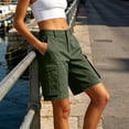 thumbnail image 5 of Utoimkio Women's Mid Length Cargo Shorts Classic Button Zip Fly Multi Flap Side Pockets Straight Casual Utility Bottoms, 5 of 9