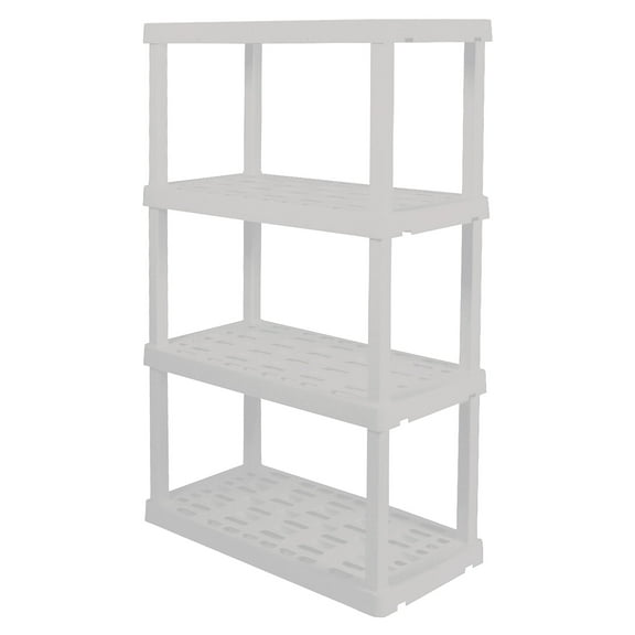 Hyper Tough Plastic Shelving Unit Storage Shelf 4-Tier 56" H x 36" W x 18" D White 600 lb Capacity