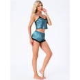 thumbnail image 3 of DARING DIVA Satin Lace Sleeveless Spaghetti Strap Cami Loungewear M Blue, 3 of 7